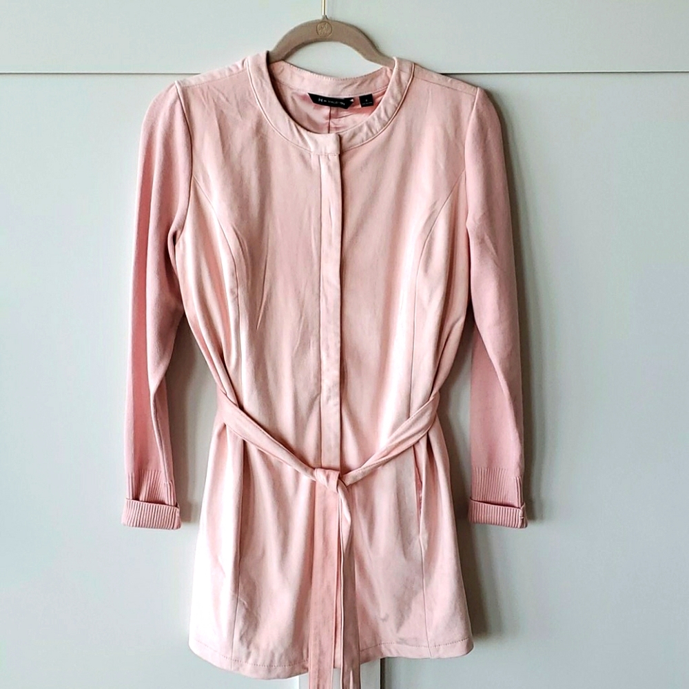 Halston Faux Suede Pink Jacket Sz 4